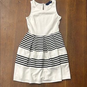 White & Black Striped Fit-and-Flare Dress